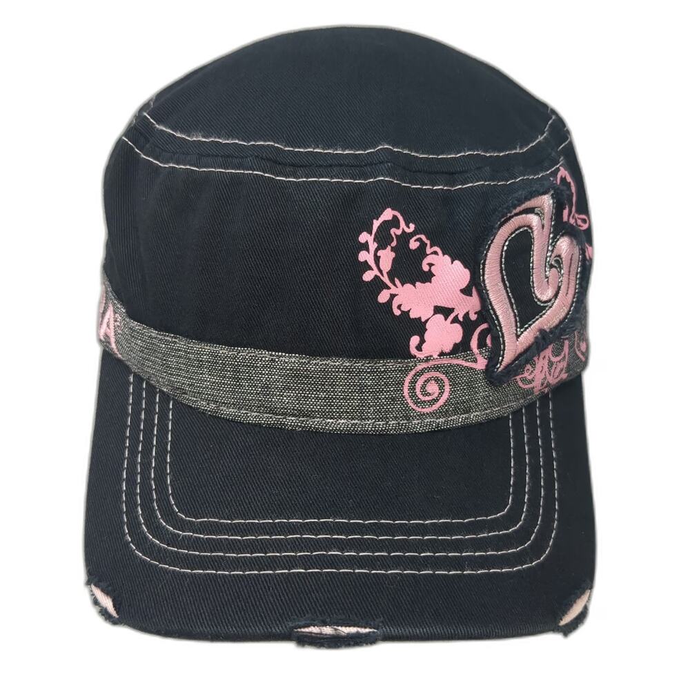 Main Gate NHRA Army Cap Black One Size Distressed Heart National Hot Rod Assoc